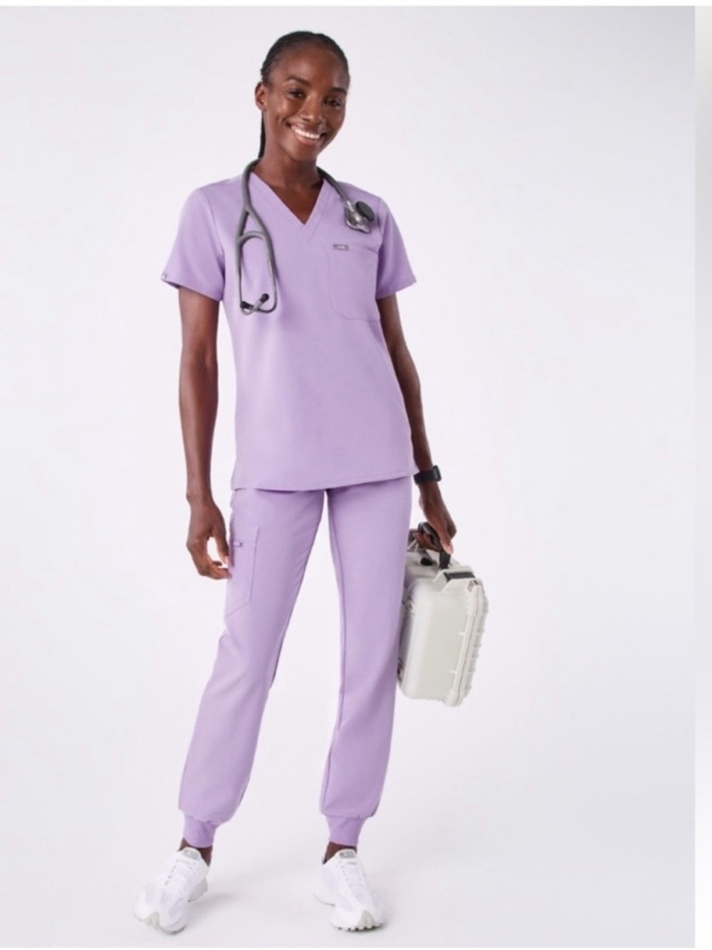Figs Lilac Women's Top & Jogger Scrub Pants Set